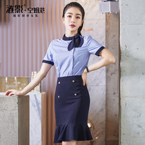 Summer high-end professional clothing femininity Hotel front desk beautician work clothes suit tooling stewardess uniform thin section
