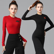 Latin dance top female adult national standard dance round neck modern dance performance clothing new long-sleeved autumn and winter practice clothing