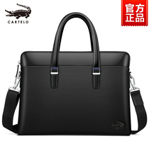 Crocodile Briefcase Boy Leather Bull Leather Business Casual Handbag Business Commuter Male Style Large Capacity Single Shoulder Satchel Bag