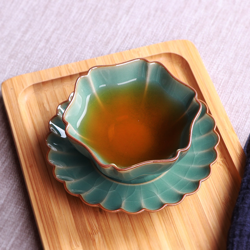 Longquan Qing porcelain home kung fu tea set master cup ceramic tea bowl brother kiln ice cracking cup iron tire cup tea lamp