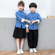 Men and womens New Years Day performance childrens Tang suit Hanfu Republic of China style performance clothes May 4th Youth Kindergarten uniform school uniform