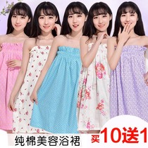 Beauty salon new cotton bath skirt tube Robe Womens sweat steam clothes guest clothes sauna clothes spring and summer cotton bathrobe