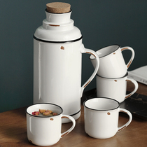 Nourishing Home Imitation Enamel Kettle Water Cup Nostalgic ceramic Mark Cup Cold Kettle Household water Large capacity cool kettle