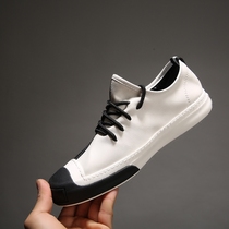European Station Mens Shoes 2021 Summer Thin Tide Brand Lazy Shoes Mens Board Shoes Flat Joker Leather Small White Shoes Leather Shoes