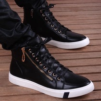  Hong Kong trendy brand high-top shoes Korean version of the inner height-increasing lace-up black board shoes autumn and winter British casual mens shoes sports shoes
