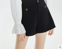 Zhuoya weekend 2021 Autumn New High waist pocket metal button A- shaped wide leg shorts EJWBCQ03