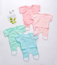 Newborn baby cotton leg Belly Belly Ordale baby sleep cool baby spring and summer base short sleeve