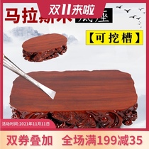 Kiss base can dig groove mahogany root carving base solid wood round flower bonsai ornaments jade head base wooden support