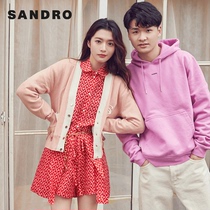 (bloggers same section) sandro2022 Spring new female light pink Pink Pink V collar knit cardio-hoodie SFPCA00570