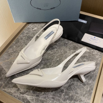 P Home Triangle punctuation Baotou sandal Girl 2022 New cat with fairy wind rear empty genuine leather pointed high heel shoe