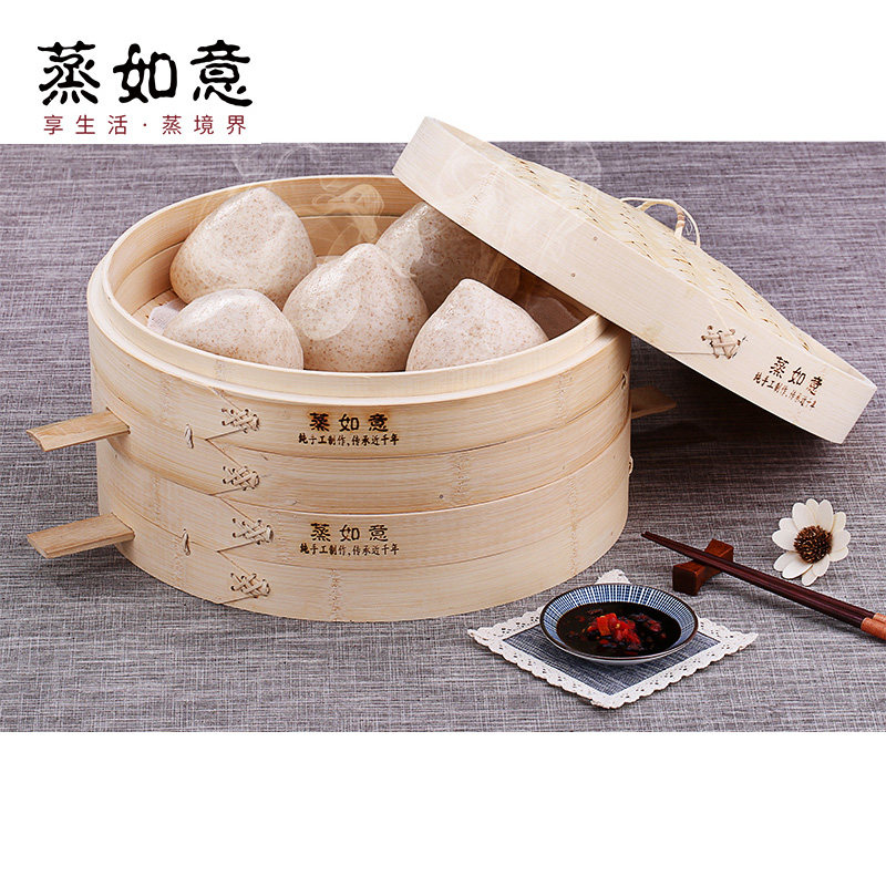 Steaming bamboo handle steamer bamboo hand steamer home anti-hot hand cage drawer steamer large bun commercial
