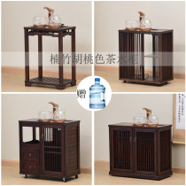 Walnut tea cabinet bamboo coffee table simple tea side cabinet New Chinese multifunctional mobile tea cabinet automatic water supply
