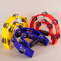 Childrens plastic double row bell ring KTV hand rattle ring bell double ring tambourine adult Orff percussion instrument