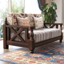 American country solid wood fabric sofa large-sized living room log furniture 123 combination three-person light luxury furniture