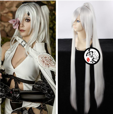 taobao agent Wig, silver white ponytail, cosplay
