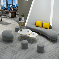 Creative office sofa coffee table combination office special-shaped sofa simple modern reception room meeting guest curved sofa