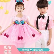 61 children acting out of a young child male and female child dance suit female fluffy dress cute baby butterfly even dress performance