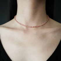 L Bardeen pink natural stone beaded necklace neck chain collarbone chain 2023 new niche design sense of high-end