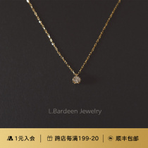 L Bardeen18k gold au750 original 10 Diamonds Color Gold Necklace Woman Lock Bone Chain Send Girlfriend Gift