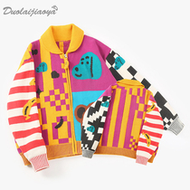 Early spring pro-Zika Knit Cardiovert Fried Street Mother Women Dress 2022 New Tide Sweater Clothed Cartoon Parent-child Sweaters