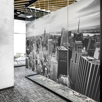 Asian construction enterprise office electrostatic frosted glass film partition decoration transparent door and window stickers can be customized