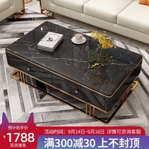 Light luxury marble black rectangular coffee table TV cabinet combination Nordic post-modern simple living room rock board coffee table