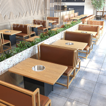 Catering Hotel Restaurant Hot Pot Table Commercial Barbecue Shop Theme Restaurant Wall Card Seat Sofa Table and Chair Combination Customization