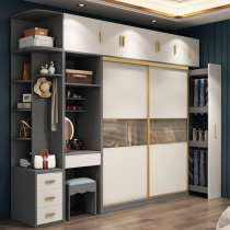 Light luxury solid wood wardrobe Modern simple household bedroom dresser sliding door assembly rental room with custom cabinet