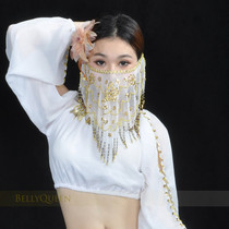 Belly dance veil covering face Indian dance veil accessories props Oriental dance beaded mysterious plum veil