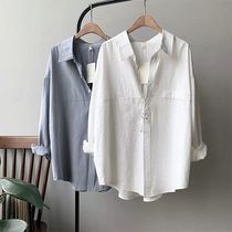 Maternity shirt design sense niche retro top Spring new Korean version loose professional large size long sleeve shirt