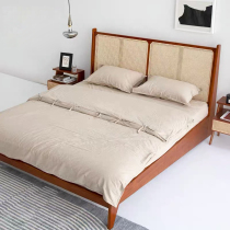 Modern Minimalist ins Designer Japanese Classic Rattan Cherry wood Master bed 1 5m 1 8m PJ double bed