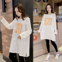 Pregnant women Spring suit fashion long sleeve age reduction spring and autumn coat women cotton base shirt 2021 new T-shirt tide