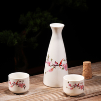 Chinese style two or two small wine jug Old-fashioned imitation vintage wind wine separator Ceramic household white wine sake wine set round mouth wine jug