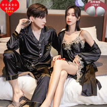 Fall Sleepwear Woman 2021 New Couple Spring Summer Male And Female Petty silk Home Nightgown Sleepwear Long Sleeve Suit
