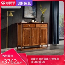Nordic Wujin wooden shoe cabinet full solid wood three-door locker modern new Chinese entrance hall porch cabinet living room furniture