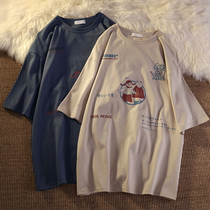 Foreign trade big clearance cut label tail goods vintage short-sleeved T-shirt womens summer design niche Japanese retro top