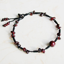 Natural Wine Red Garnet anklet red rope bracelet for women s925 Silver Simple niche design birthday gift for girlfriend