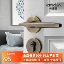 New Chinese door lock Indoor bedroom door lock Mute magnetic split lock Household wooden door handle Green bronze door lock