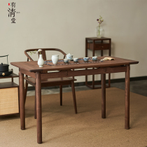 With Qingtang New Chinese Tea Table Black Walnuts Solid Wood Home Desk Brief modern desk chair Composition Small family Type