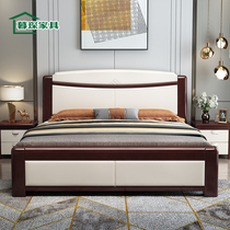 Full solid wood bed Modern simple single double master bedroom White 1 8m oak 1 5m Chinese high box storage wedding bed
