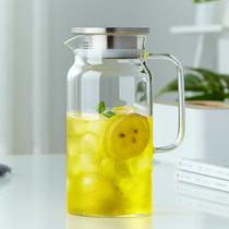Cold water jug Glass heat-resistant high temperature household large capacity refrigerator cool white open storage bottle summer juice teapot set