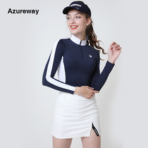 Golf clothing womens set fashion simple golf clothes womens long sleeve collar top pleated skirt pants