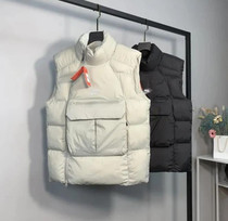 Autumn and winter waterproof rubber zipper simple and generous collar design oblique zipper large pocket mens down cotton vest