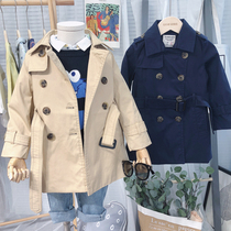 Childrens clothing Boys windbreaker British wind 2021 spring and autumn new childrens coat foreign style Korean version of the baby long coat