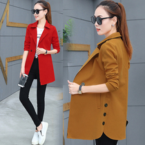 Jacket Women Spring and Autumn 2021 New Korean version of large size womens loose long sleeve coat slim long windbreaker tide