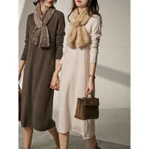AYGA Classic wear-resistant natural minimalist temperament Elegant four-color high-quality wool cashmere knitting ド レ ス