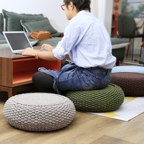Living room Futon floor cushion Cotton hemp rope woven Nordic round thickened small stool Low stool Lazy Tatami pier