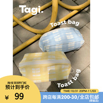 Tagi Toast Bag 2-color Plaid Portable Large-capacity Storage Bag Wash Bag PU Waterproof Travel Cosmetic Bag