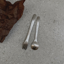 Stainless steel matte texture coffee spoon salt series creative Japanese dessert spoon Fork retro ins style restaurant
