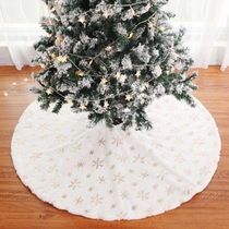 2021 Christmas White Christmas Tree Tree Skirt Short Plush Snowflake Round Mat Carpet Apron Home Decoration